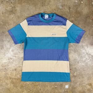 Vintage Coyote by Argo Striped T-Shirt USA Made Blue‎ Natural Men’s Large
